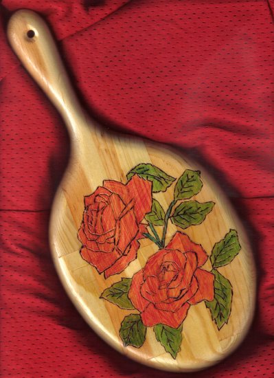 Red Rose Design Wood Mirror - JWrr