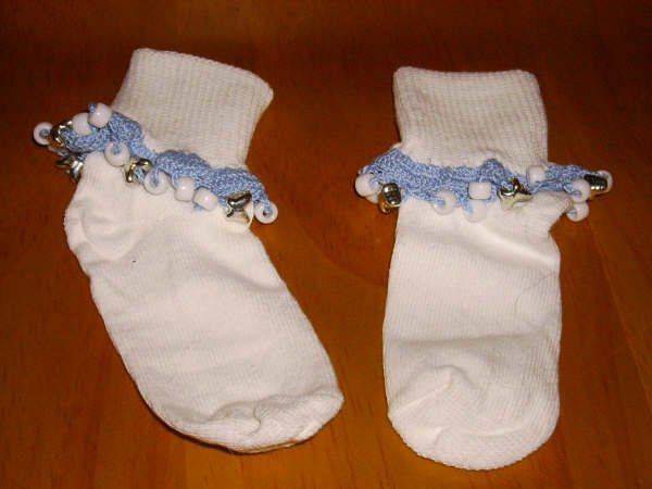 Blue Beaded Baby Socks - TLbb