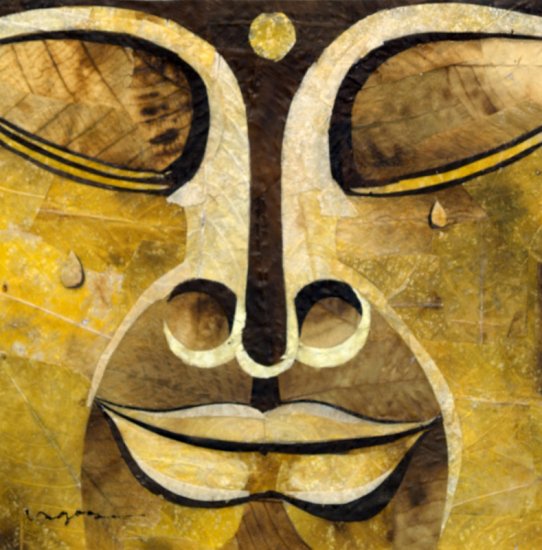 Crying Buddah Leaf Painting - MEcb