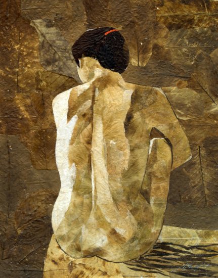 Nude Woman on Water Leaf Painting - MEnw