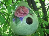 Wild Rose Gourd Birdhouse - PJwr