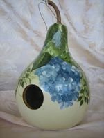 Blue/Green Hydrangea Gourd Birdhouse - PJbg