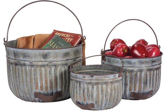 Antique Reproduction Apple Buckets - 3/Set - CWG107636