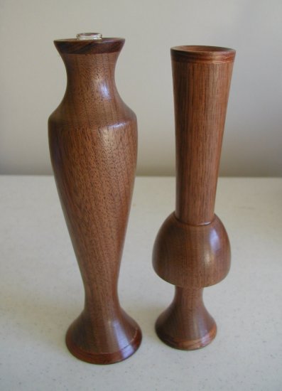 Pair of Mahogany Vases - WAma2