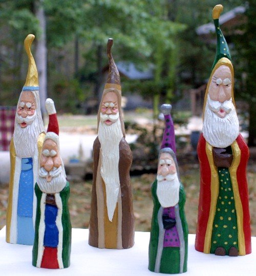 Whimsical Folk Art Father Christmas Figurines - OC06