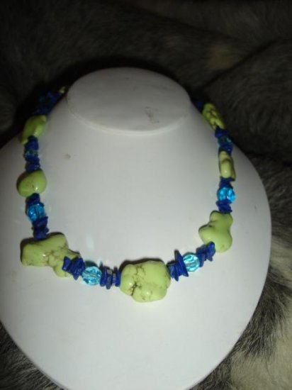 SALE! Lime Turquoise & Blue Crystal Necklace - CGli