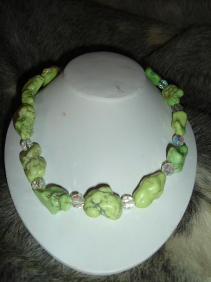 SALE! Chunky Lime Turquoise Necklace - CGlt