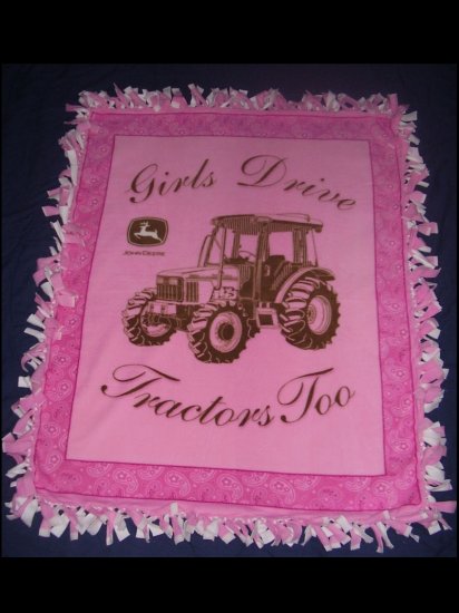 Pink John Deere Fleece Blanket - BTjd