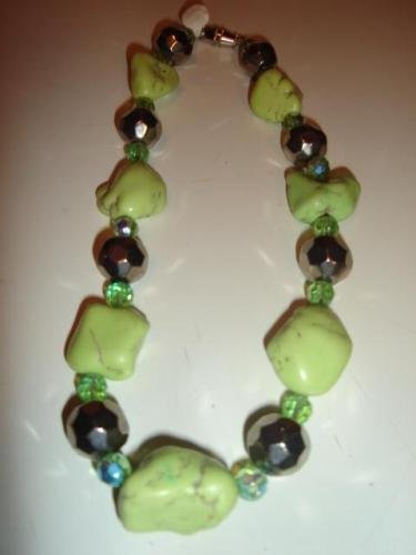 Lime Turquoise & Chrome Ball Necklace Set - CGcb