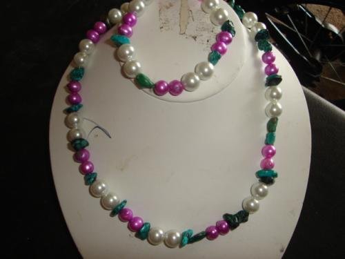Pearland Turquoise Bracelet & Necklace Set - CGpl