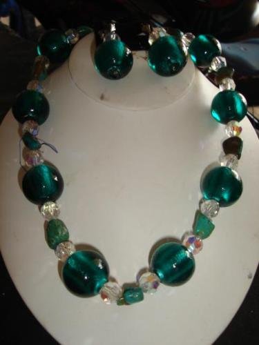 Turquoise & Teal Ball Necklace & Earring Set - CGtb