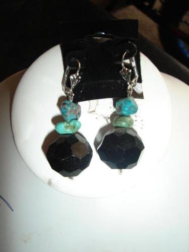 Turquoise & Black Ball Earrings - CGbb