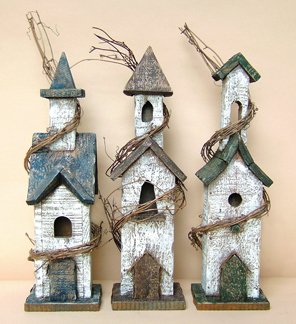 Rustic Bird House w/ Grapevine Accent - Asst Designs - GJHE1369