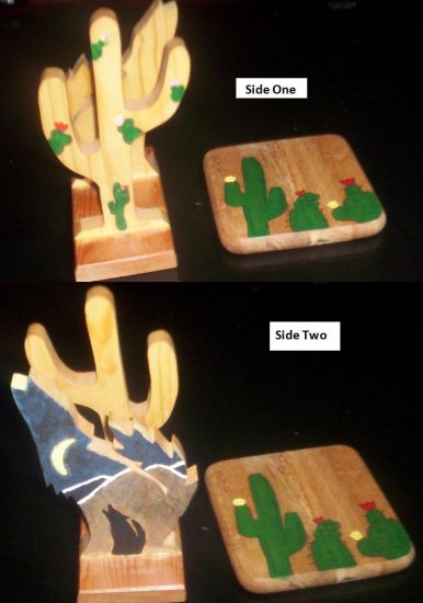 Coyote and Cactus Wood Set of 2 - DDcc