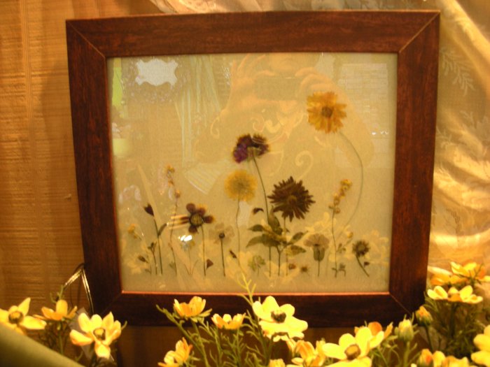 Cherry Frame with Pressed Garden Scene - CRgs