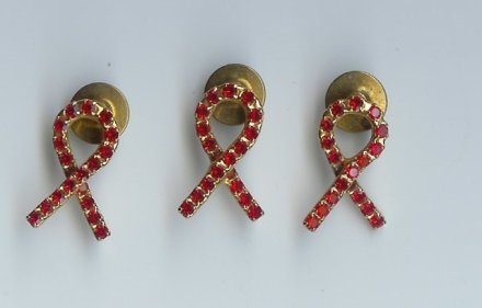 Ribbon Bows With Red Rhinestones - EArb