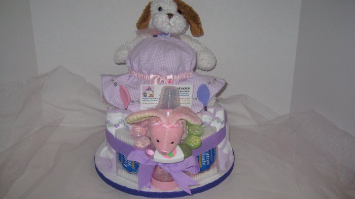 1 Tier Baby Girl Diaper Cake - TH1tg12
