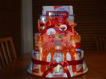 3 Tier Red Baby Diaper Cake - TH3tr