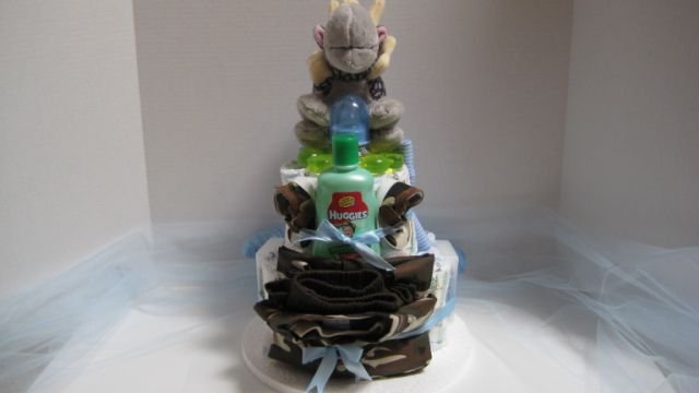 2 Tier Baby Boy Mini Diaper Cake - TH2tbm