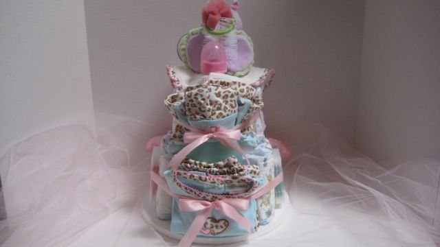 2 Tier Baby Girl Diaper Cake - TH2tg