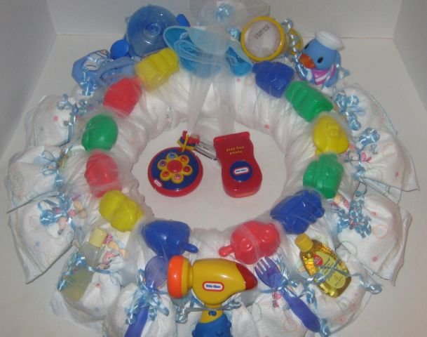 Small 1 Year Old Boy Diaper Wreath - THsbw