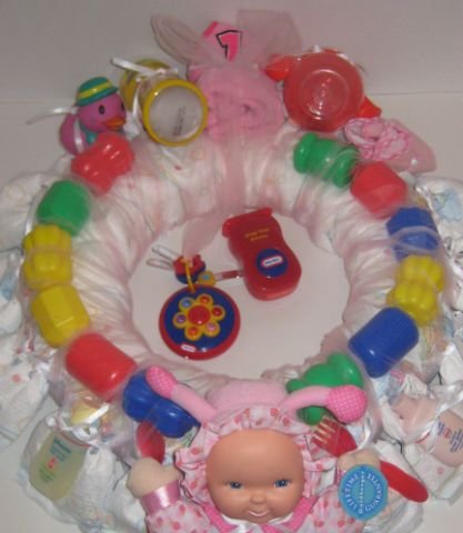 Small 1 Year Old Girl Diaper Wreath - THsbw