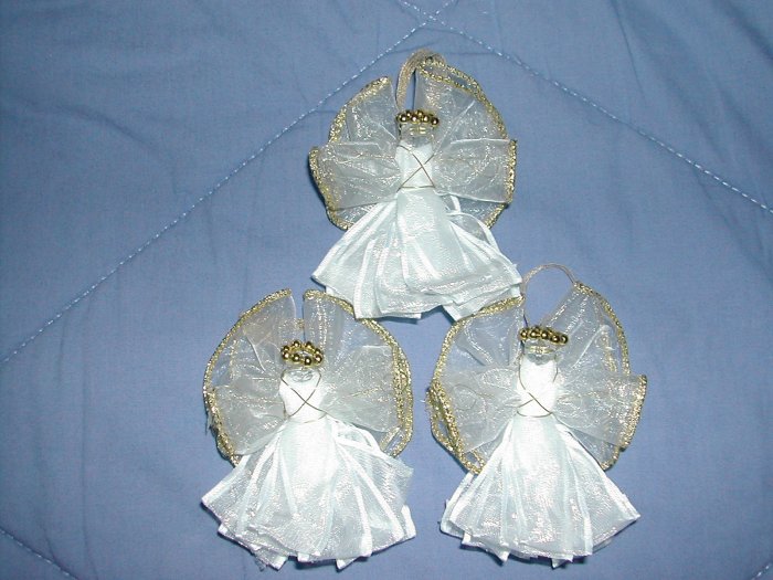 White & Gold Ribbon Angels (set of 3) - RAwg