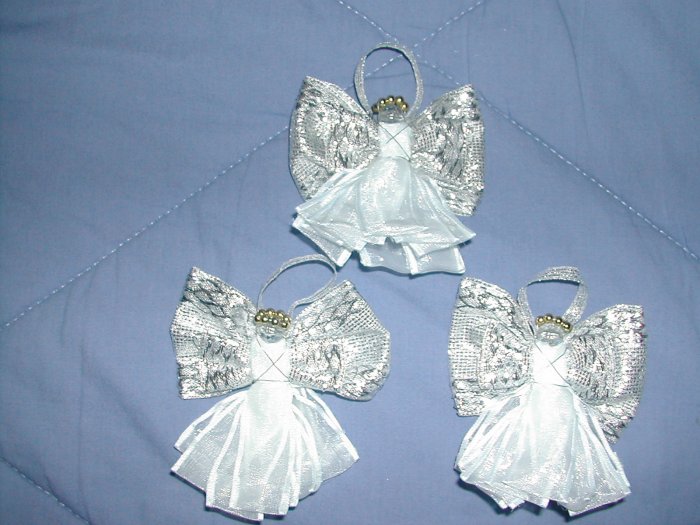 White & Silver Ribbon Angels(set of 3) - RAws