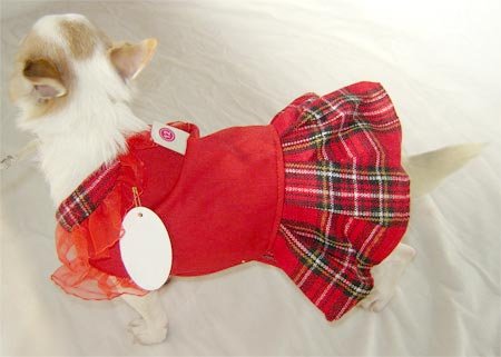Red Plaid Dog Dress ~XXS~ Free Shipping!