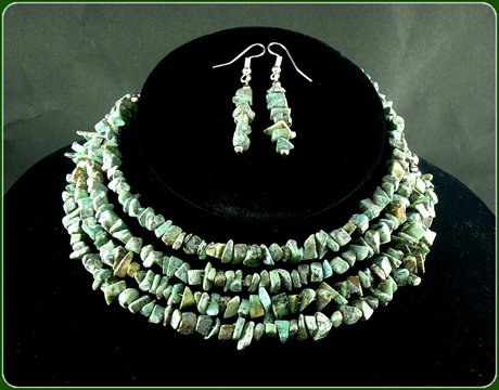African turquoise necklace and earrings
