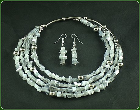 Grey cat eye Necklace and Earrings