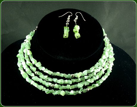 Light green necklace and earrings