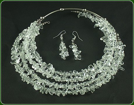 Quartz crystals necklace and earrings