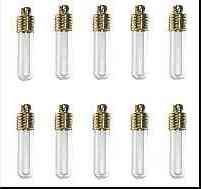10 lot GLASS TUBE VIALS CAPS PLUGS...FILL YOUR OWN~GOLD
