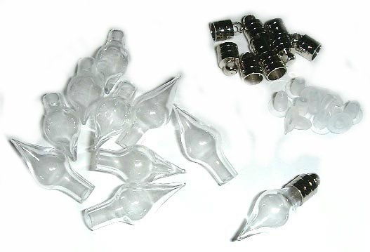 50 Teardrop hand-blown glass vial pendants SPECIAL