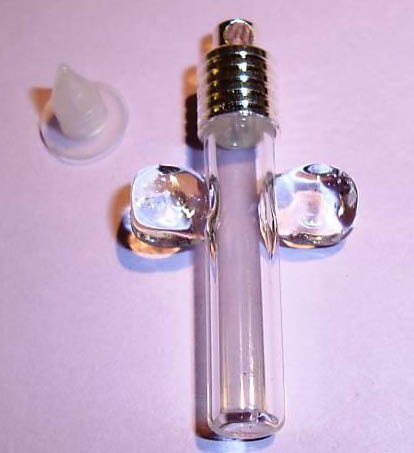 10X CROSS glass vial pendants charm silver caps/flakes and plugs