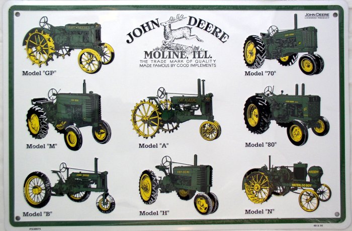 JOHN DEERE VINTAGE TRACTORS HISTORY SIGNS