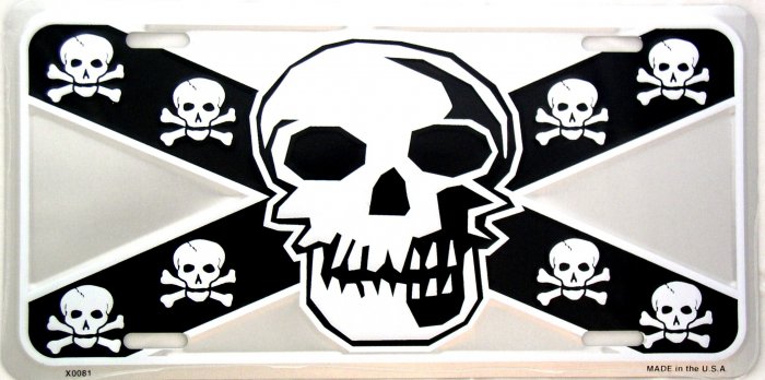 CONFEDERATE FLAG SKULL LICENSE PLATES