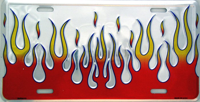 FLAMES PREMIUM CHROME LICENSE PLATES