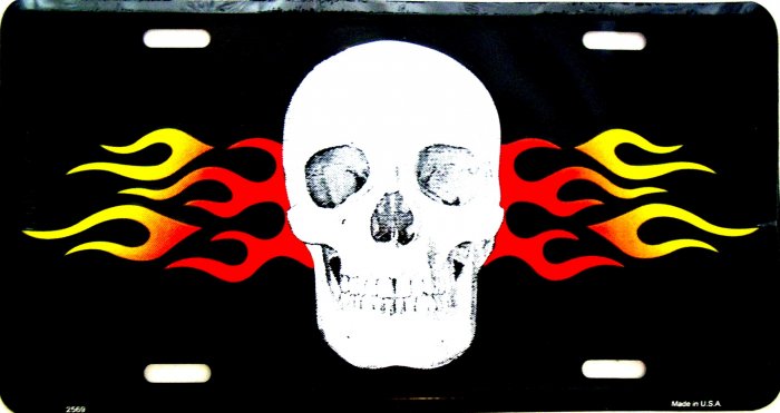 SKULL AND FLAME LICENSE PLATES