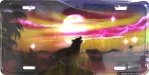 AIR BRUSHED HOWLING WOLF SCENE LICENSE PLATES
