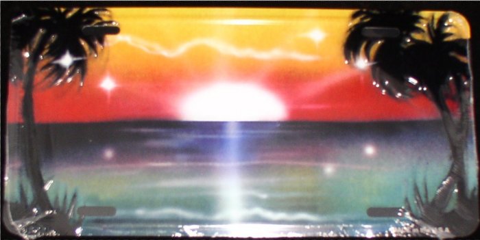 AIR BRUSHED OCEAN SUNSET SUNRISE SCENE LICENSE PLATES