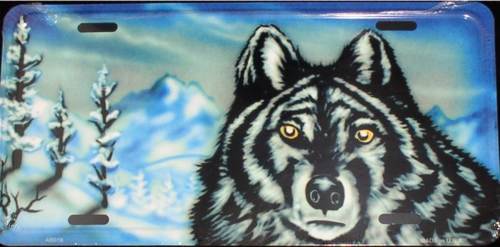 WOLF IN WINTER SCENE LICENSE PLATES