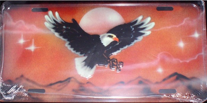 AIR BRUSHED EAGLE OVER MOUNTAINS LICENSE PLATES