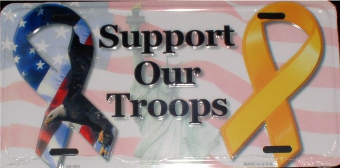 AIR BRUSHED SUPPORT OUR TROOPS LICENSE PLATES