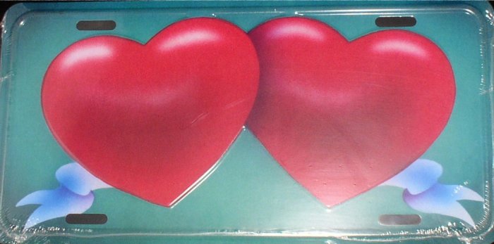 AIR BRUSHED TWO HEARTS WITH RIBBON LICENSE PLATES