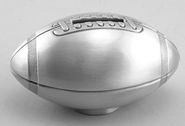 Pewter Finish Football Bank