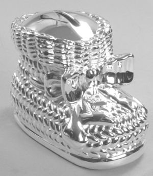 Silver Plated Baby Bootie Bank