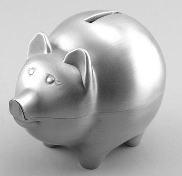 Classic Pewter Finish Piggy Bank