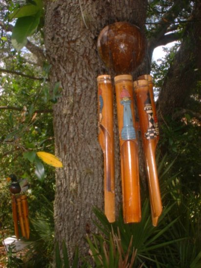 Real coconut top Bamboo WindChime Lighthouse windchime northwest style